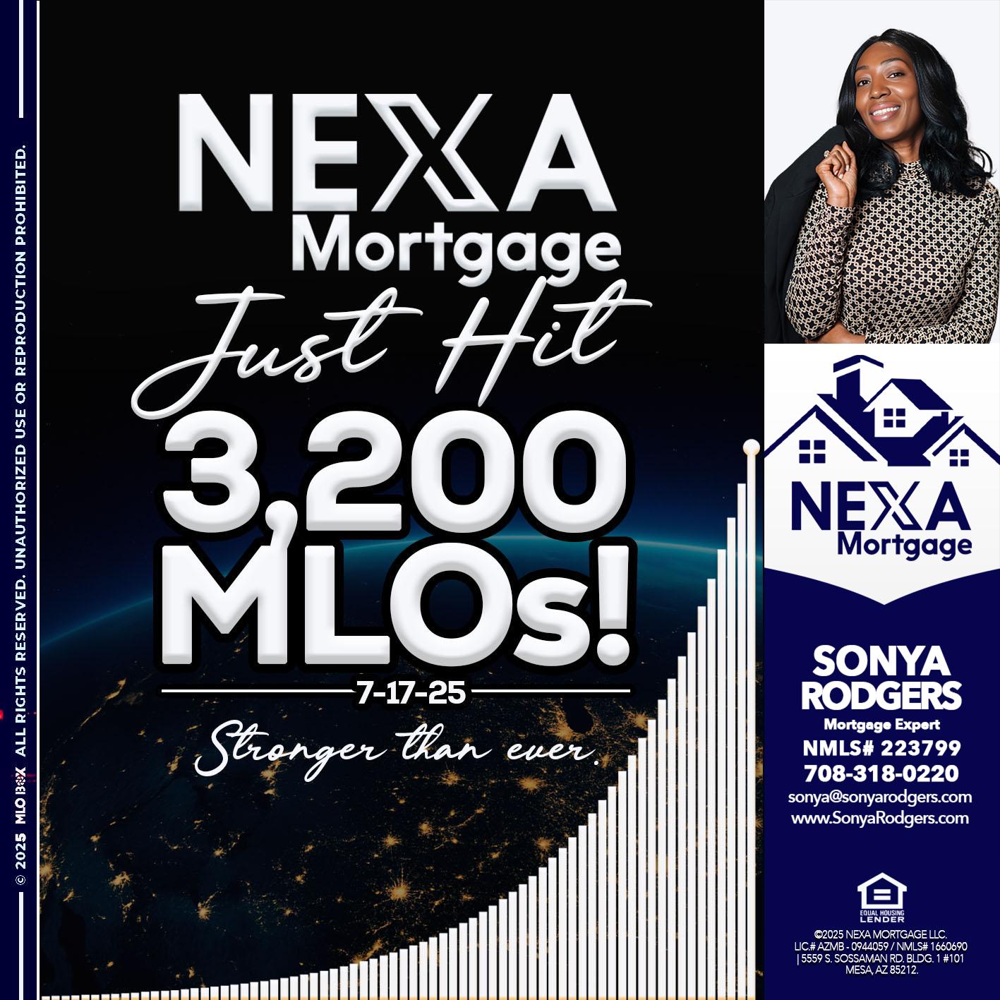 3200 MLOs - Sonya Rodgers -Mortgage Expert