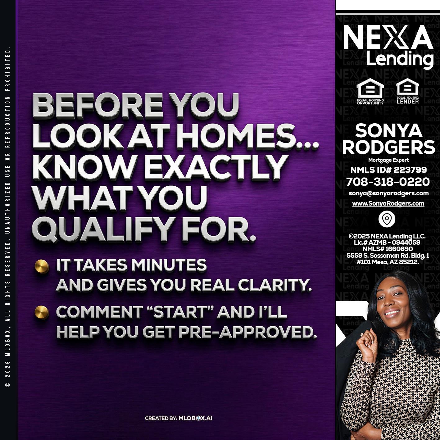 BEFORE YOU - Sonya Rodgers -Mortgage Expert