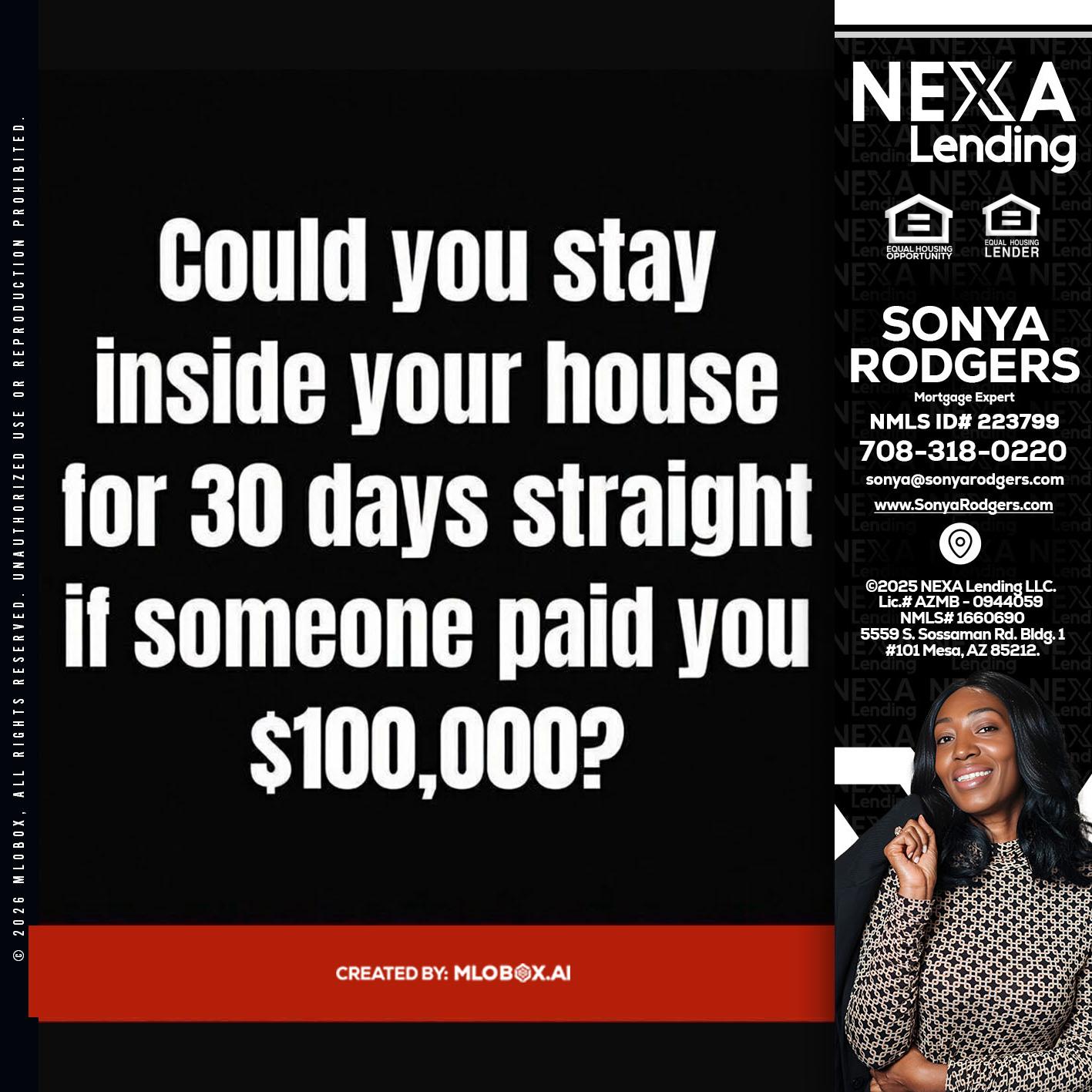 COULD YOU STAY - Sonya Rodgers -Mortgage Expert