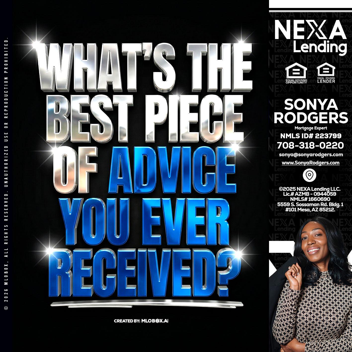 WHATS THE BEST - Sonya Rodgers -Mortgage Expert