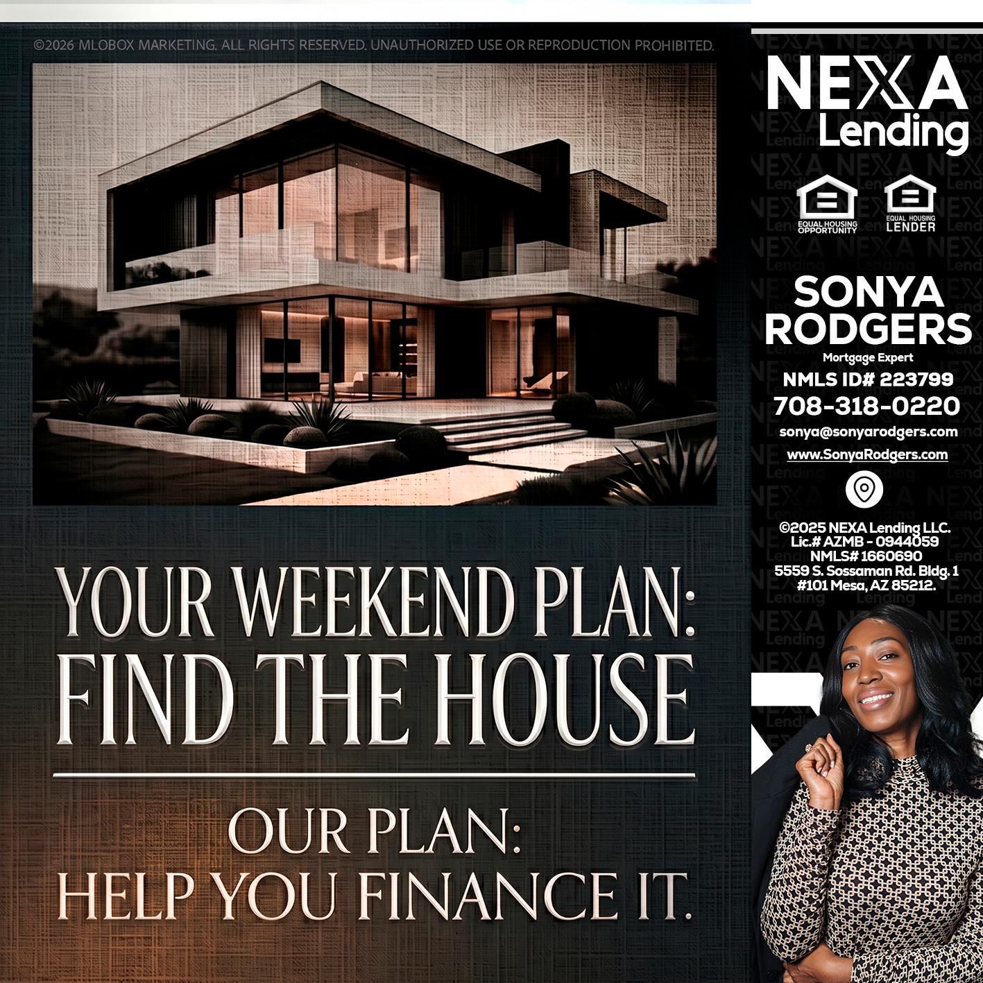 YOUR WEEKEND PLAN - Sonya Rodgers -Mortgage Expert