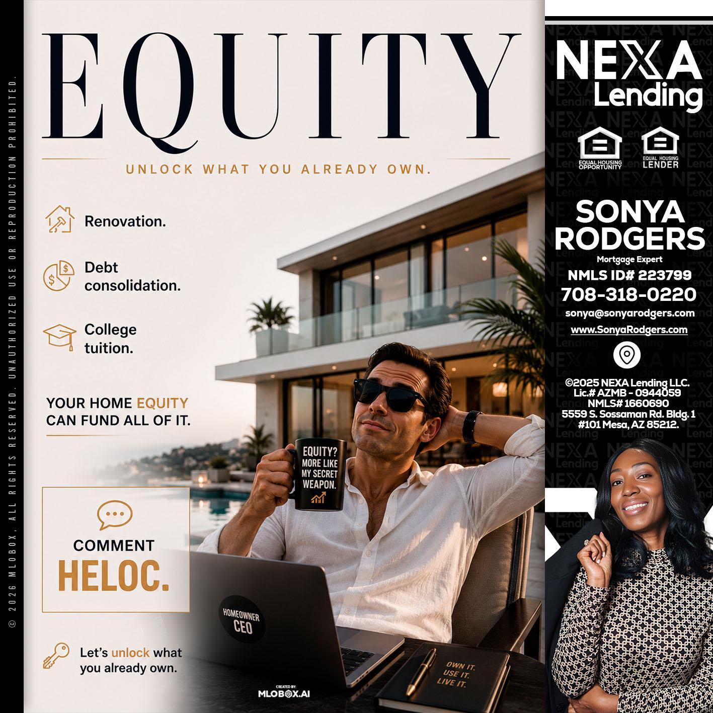 EQUITY - Sonya Rodgers -Mortgage Expert