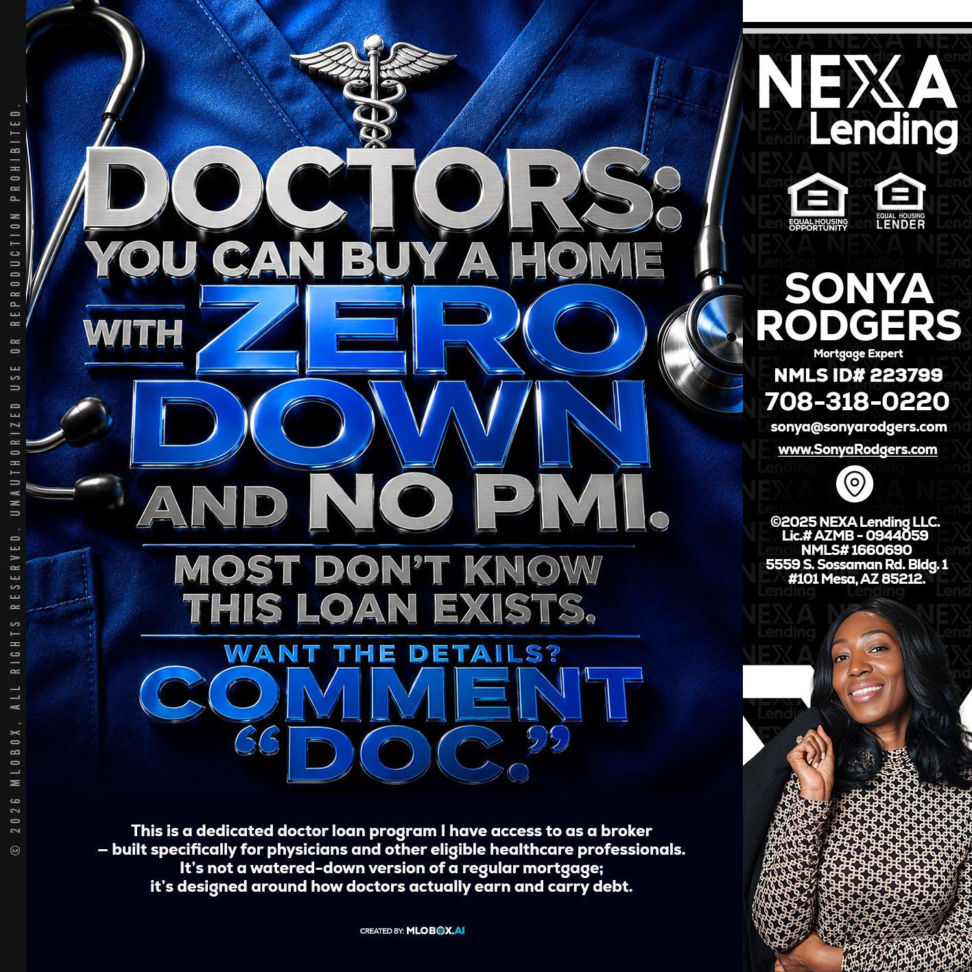 DOCTORS YOU CAN BUY - Sonya Rodgers -Mortgage Expert