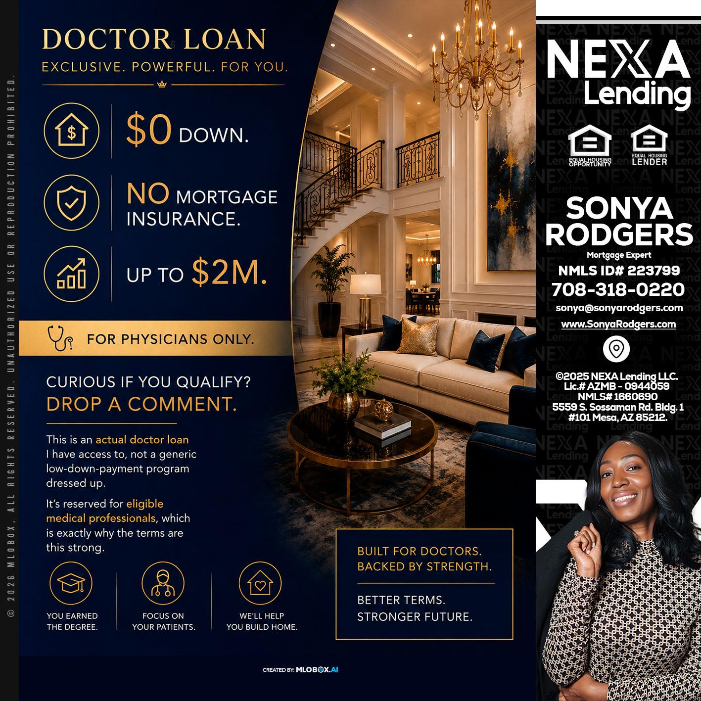 DOCTOR LOANS - Sonya Rodgers -Mortgage Expert