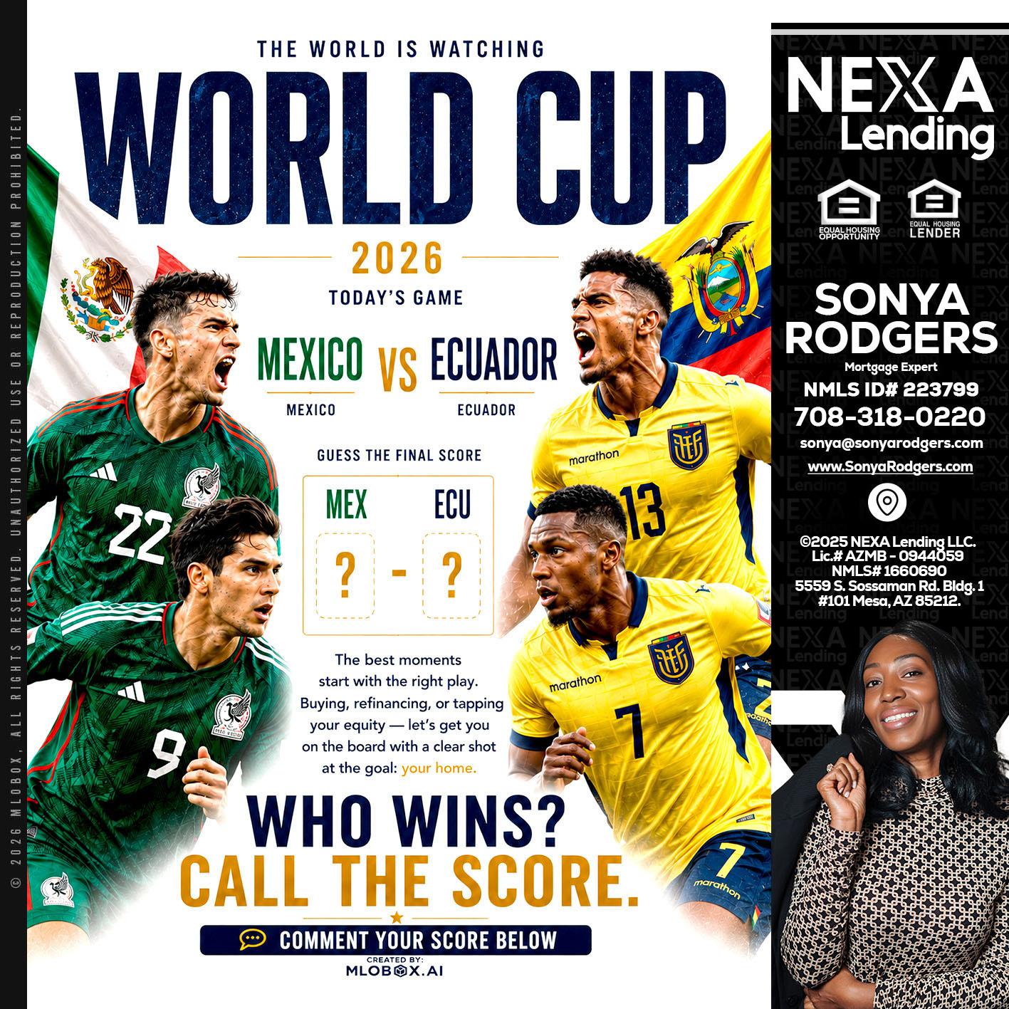 WORLD CUP 2026 - Sonya Rodgers -Mortgage Expert