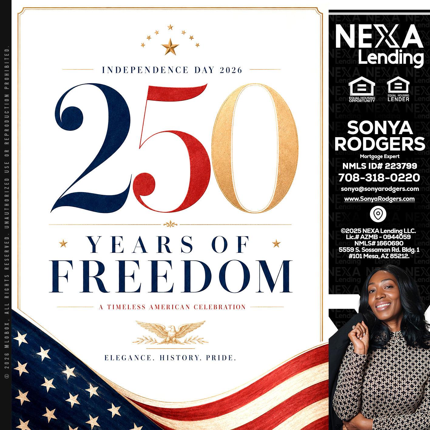250 YEARS - Sonya Rodgers -Mortgage Expert