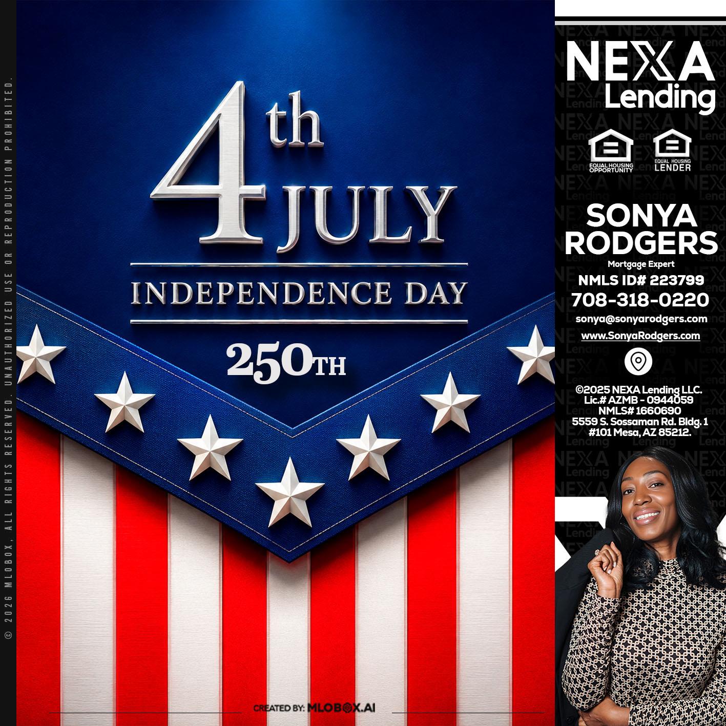 4th of july - Sonya Rodgers -Mortgage Expert
