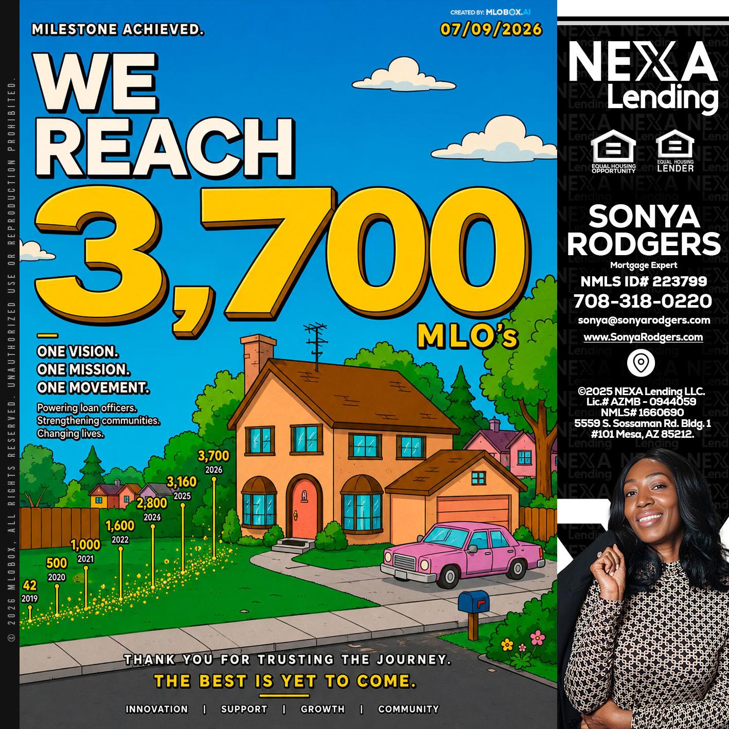 3,700 MLO's - Sonya Rodgers -Mortgage Expert