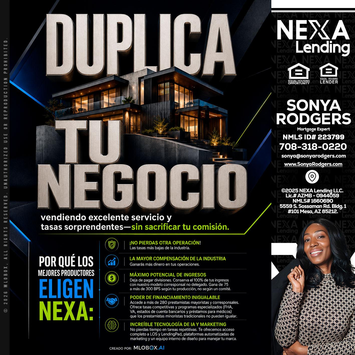 DUPLICA TU NEGOCIO - Sonya Rodgers -Mortgage Expert