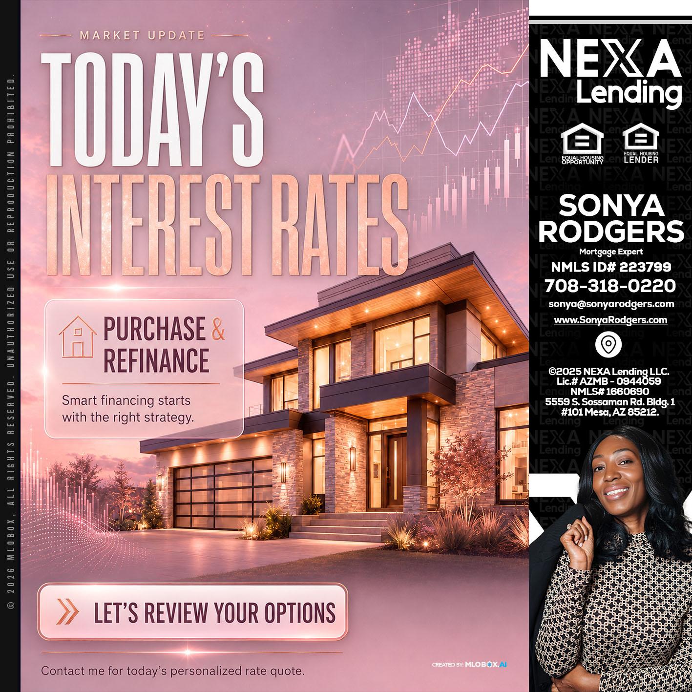 todays interest rates - Sonya Rodgers -Mortgage Expert