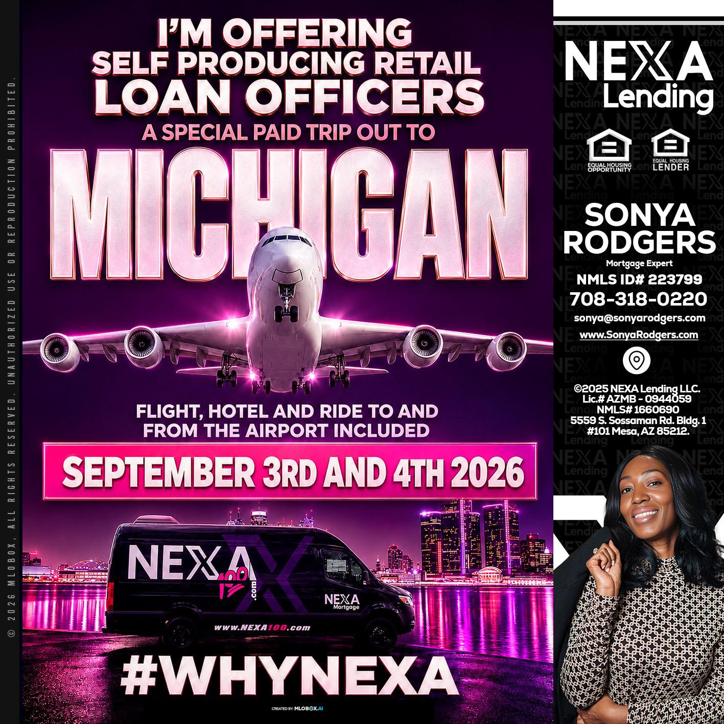 MICHIGAN TRIP - Sonya Rodgers -Mortgage Expert