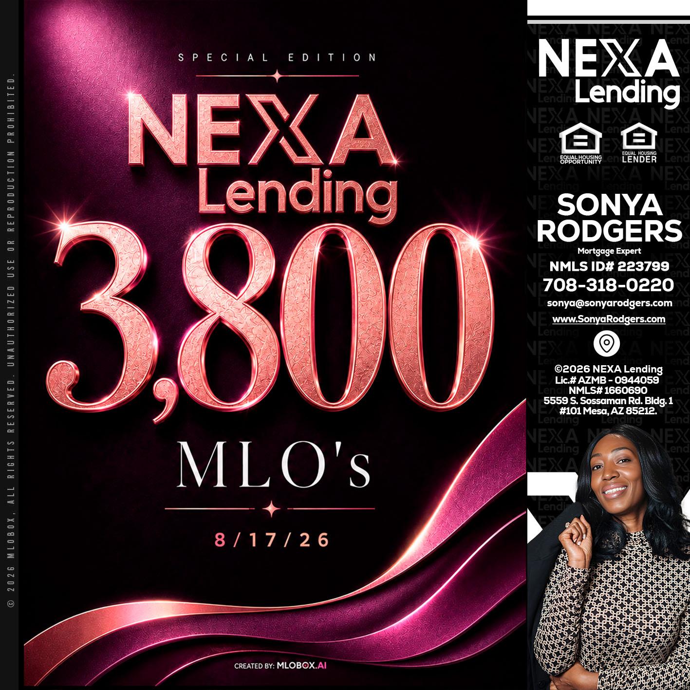 3800 MLOs - Sonya Rodgers -Mortgage Expert