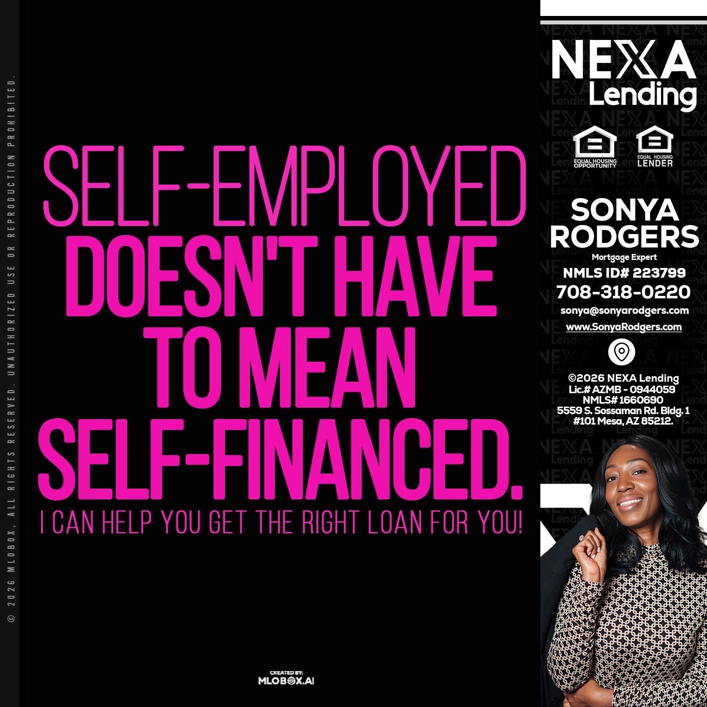 self employed - Sonya Rodgers -Mortgage Expert
