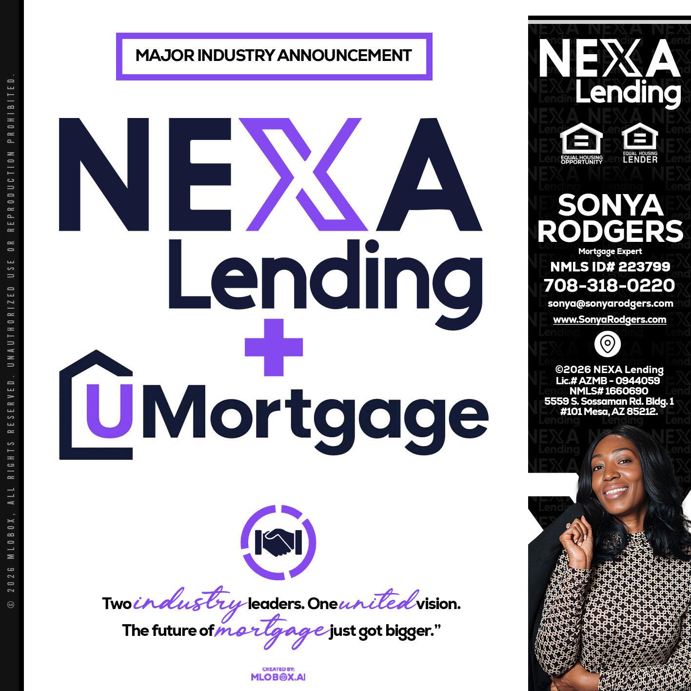 NEXA LENDING U MORTGAGE - Sonya Rodgers -Mortgage Expert