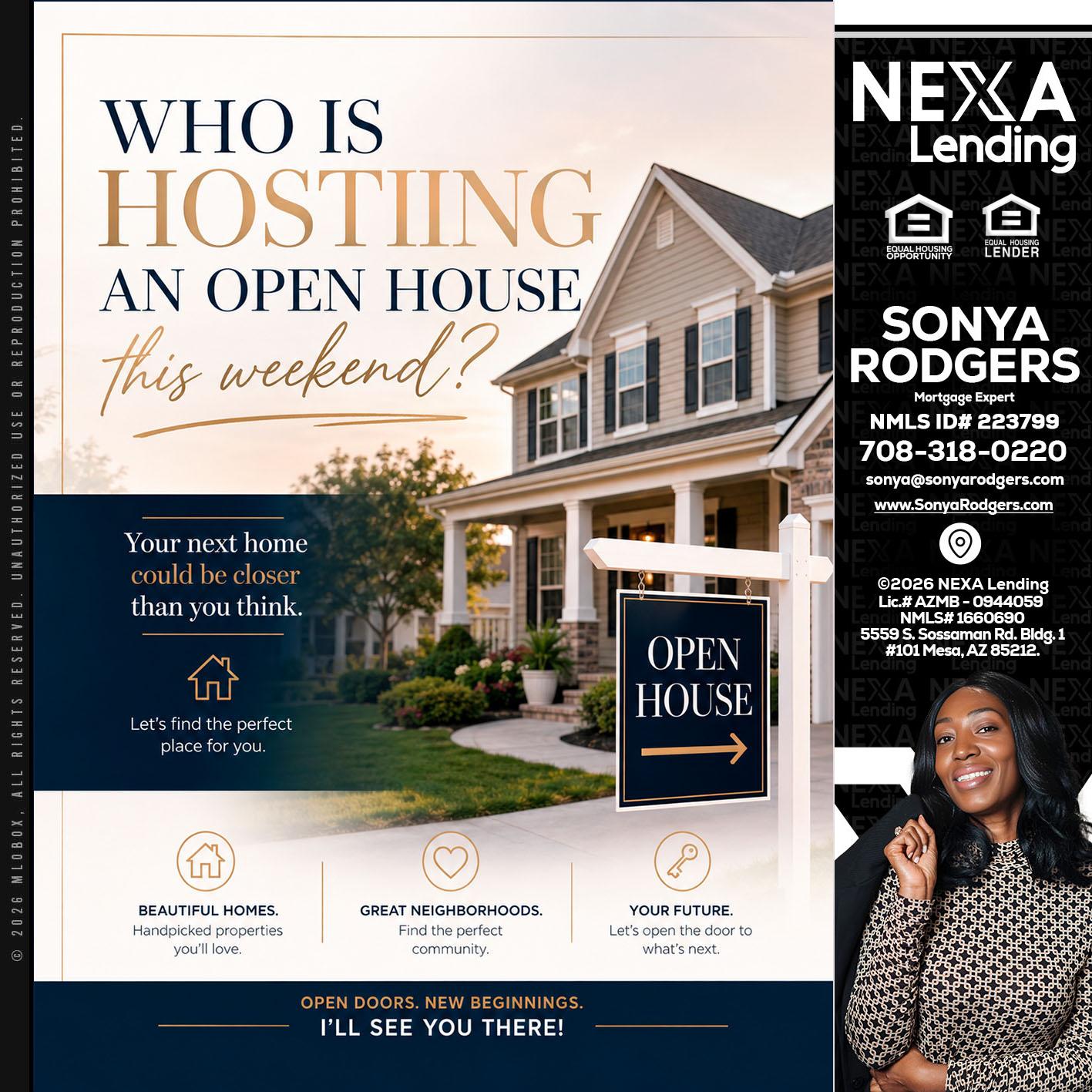 WHOS HOSTING - Sonya Rodgers -Mortgage Expert