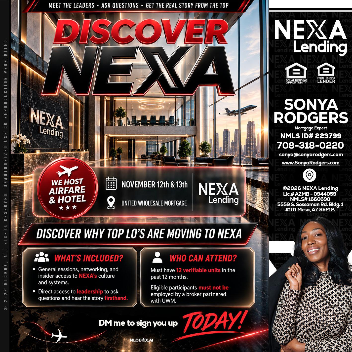 DISCOVER NEXA - Sonya Rodgers -Mortgage Expert